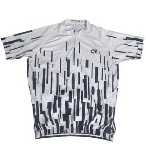 CR Cycling Jersey Mens 2XL White Black Geometric Short Sleeve Quarter Zip Top
